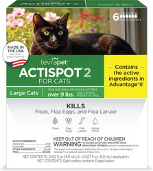TevraPet Actispot II Flea Prevention Spot Treatment for Cats, over 9 lbs, 6 Doses