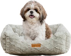 MODERN THREADS Ultra-Soft Plush Cuddler Dog Bed with Supportive Bolstered Sides & Elegant Textured Design, Grey, Small