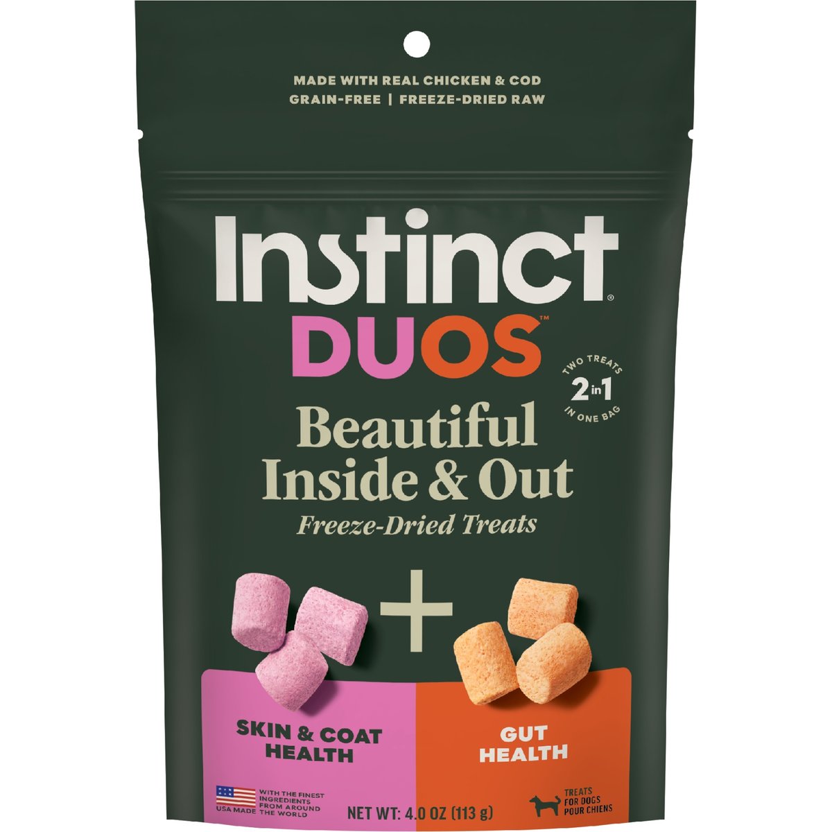 Instinct Duos Beautiful Inside & Out Grain-Free Freeze-Dried Dog Treats, 4-oz bag