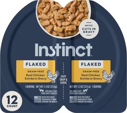 Instinct Flaked Split Cup Grain-Free Real Chicken Entree in Gravy Wet Cat Food, 2.64-oz cup, case of 12