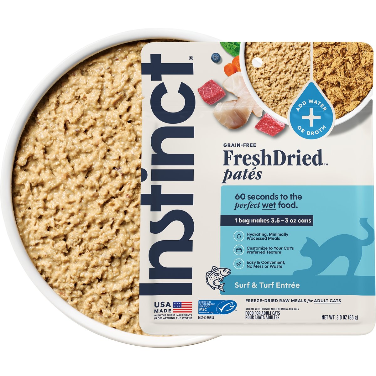 Instinct FreshDried Pates Grain-Free Surf & Turf Entree Freeze-Dried Cat Food, 3-oz bag