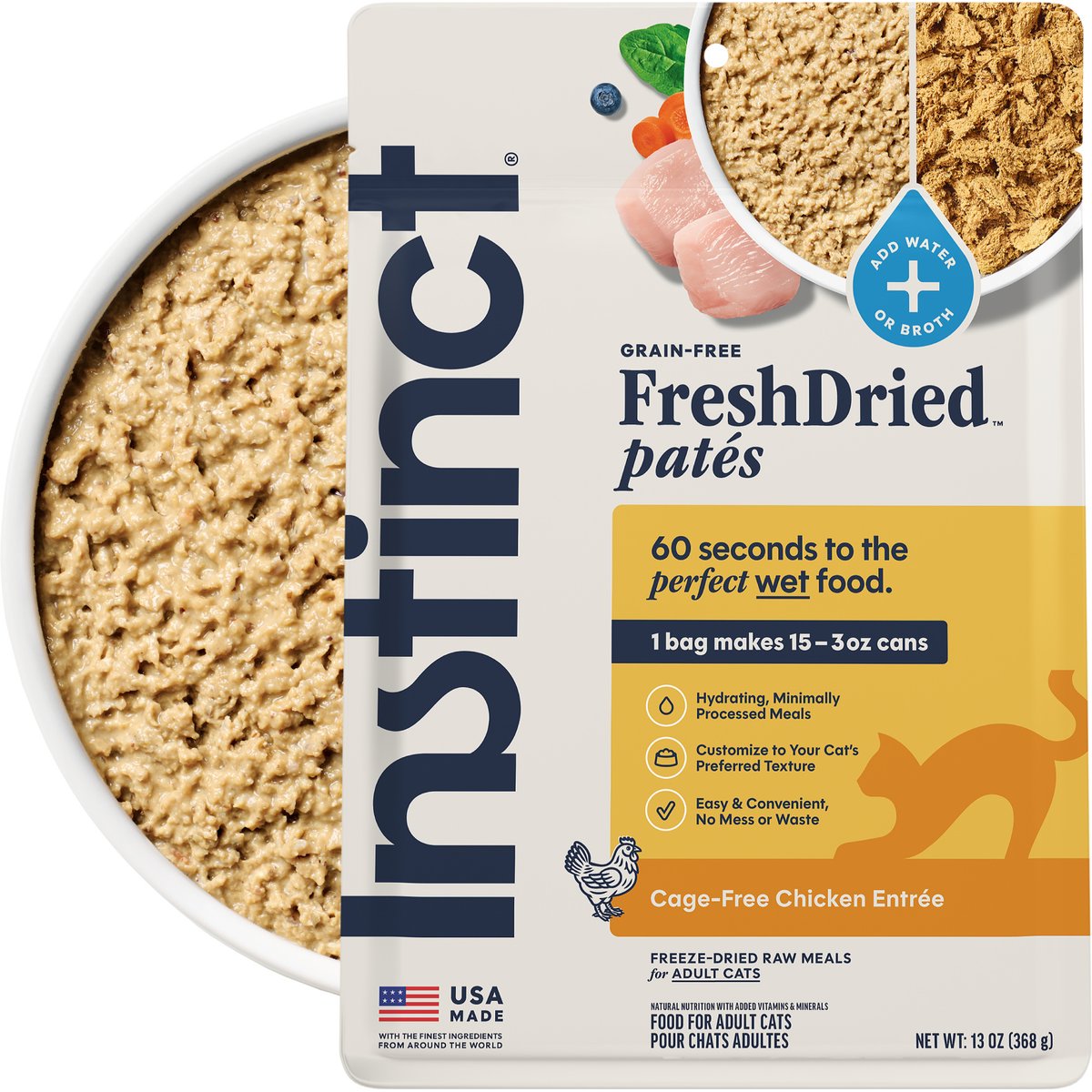 Instinct FreshDried Pates Grain-Free Cage-Free Chicken Entree Freeze-Dried Cat Food, 13-oz bag
