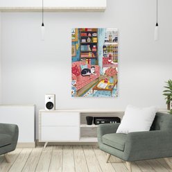 Trend Board Life Cat on Sofa in London Pastel Colours Canvas Wall Art Pet Gift Decor, Multicolor, 36 x 24-in slide 2 of 9