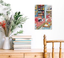 Trend Board Life Cat on Sofa in London Pastel Colours Canvas Wall Art Pet Gift Decor, Multicolor, 18 x 12-in slide 2 of 9