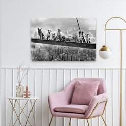 Trend Board Life Lunch Atop a Skyscraper Dog Edition Canvas Wall Art Pet Gift Decor, Multicolor, 36 x 24-in slide 2 of 9