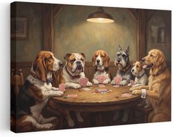Trend Board Life Dogs Playing Poker Canvas Wall Art Pet Gift Decor, Multicolor, 18 x 12-in