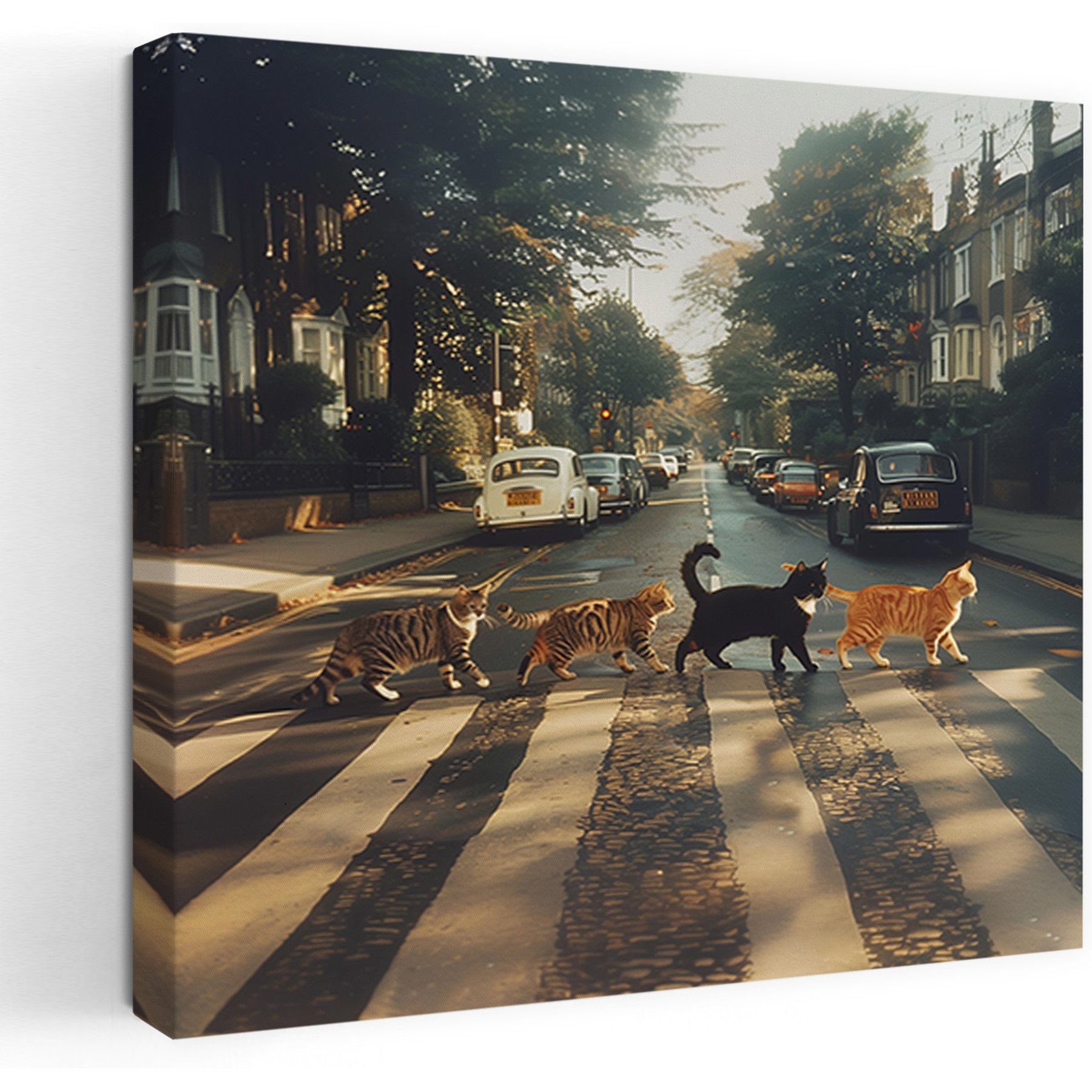 Trend Board Life Kitty Abbey Road Canvas Wall Art Pet Gift Decor, Multicolor, 24 x 24-in