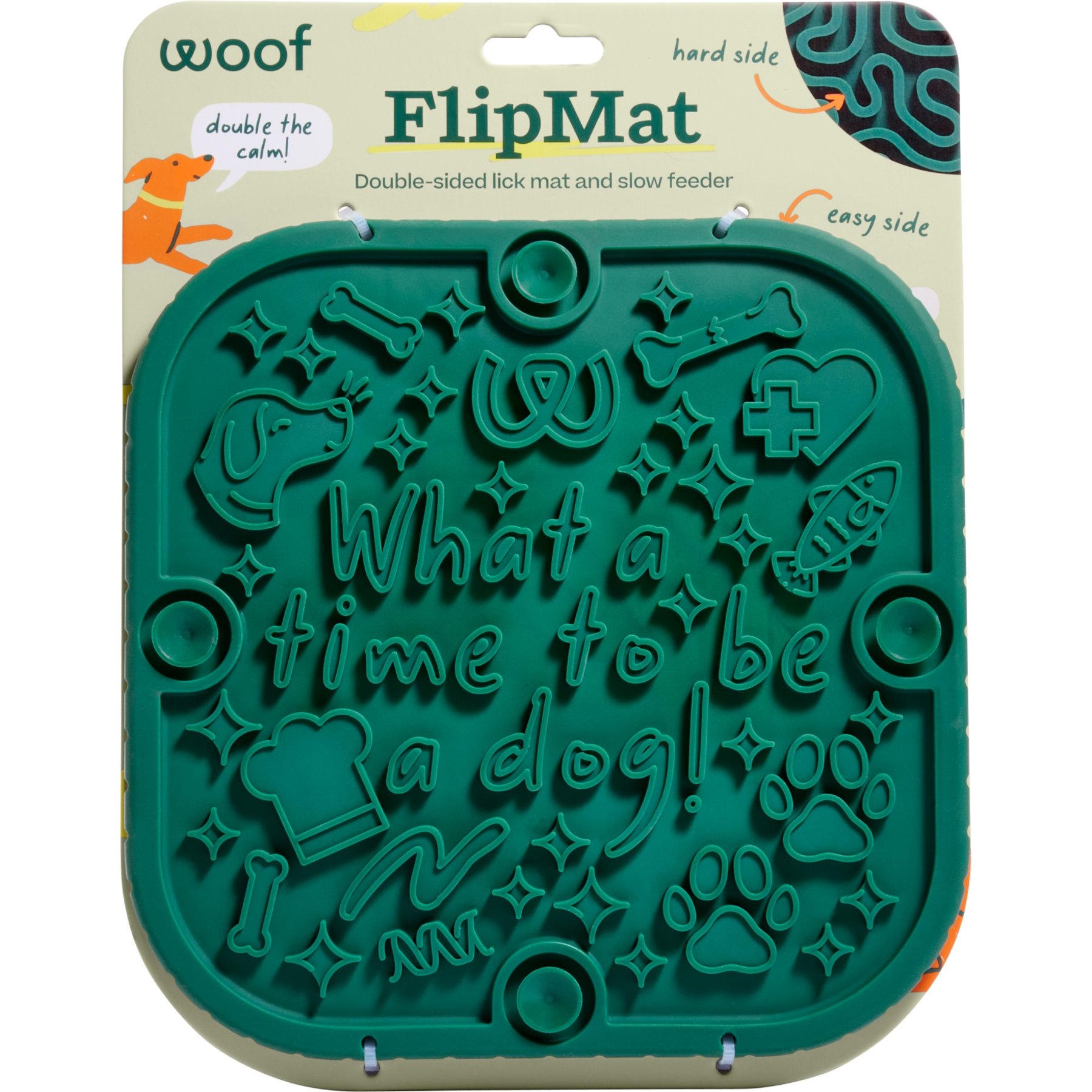 Woof Flipmat Interactive Treat Dispensing Dog Toy, Green, Large