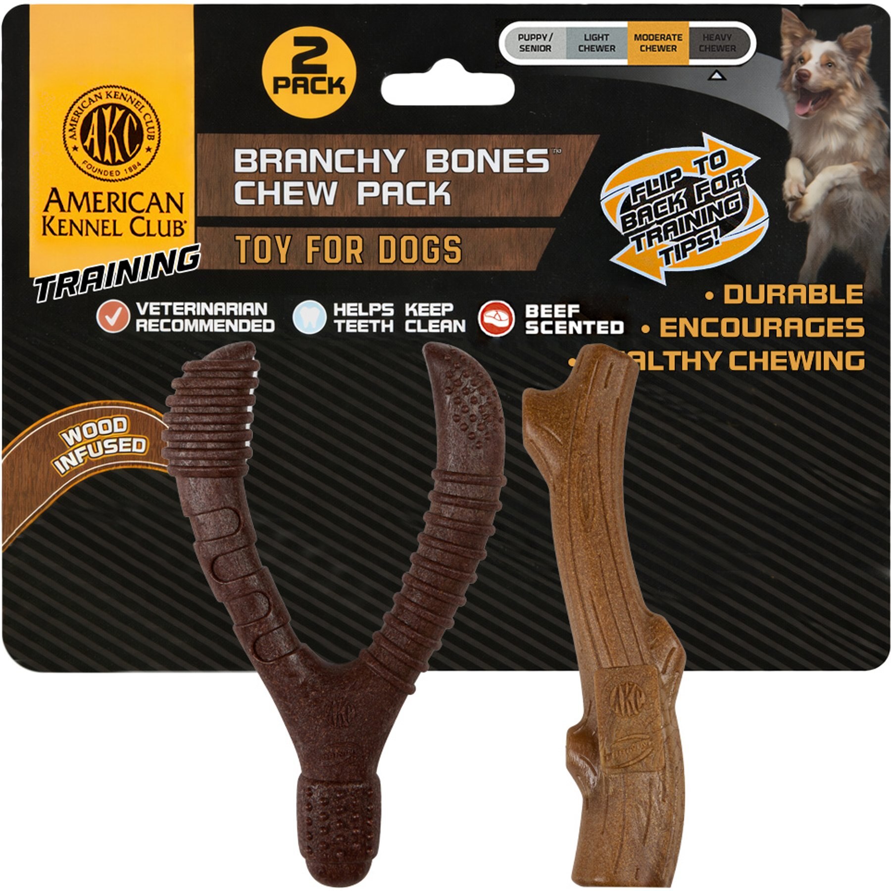 American Kennel Club Chicken/Beef Scented Training Assorted Dog Chew Toy, 2 count