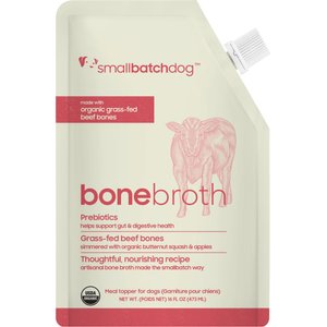 Smallbatch Pets Organic Shelf Stable Adult Beef Bone Broth Grain-Free Liquid Wet Dog Food Topper, 16-fl oz bottle