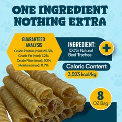 HOTSPOT PETS 6-in Small Whole Beef Trachea Tubes Dog Natural Chew Treats, 8-oz bag slide 2 of 6