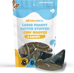 HOTSPOT PETS Cow Hooves Stuffed with Peanut Butter Dog Natural Chew Treats, 4 count