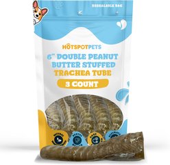 HOTSPOT PETS 6-in Double Stuffed Trachea Tube with Peanut Butter Dog Natural Chew Treats, 3 count