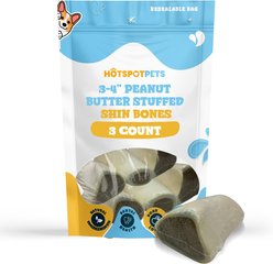 HOTSPOT PETS 3-4-in Shin Bone Stuffed with Peanut Butter Dog Natural Chew Treats, 3 count