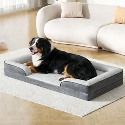 LFC PETS Summer Cooling Orthopedic Bolster Dog Sofa Bed with Removable Cover, Grey, X-Large