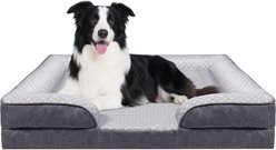 LFC PETS Summer Cooling Orthopedic Bolster Dog Sofa Bed with Removable Cover, Grey, Large