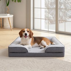 LFC PETS Summer Cooling Orthopedic Bolster Dog Sofa Bed with Removable Cover, Grey, Medium