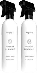 Begley's Natural No-Rinse Waterless, Bathless Cleaning, Deodorizing & Odor Removal Fresh Oatmeal Mango Scent Dog & Cat Shampoo, 16-fl oz, 2 count