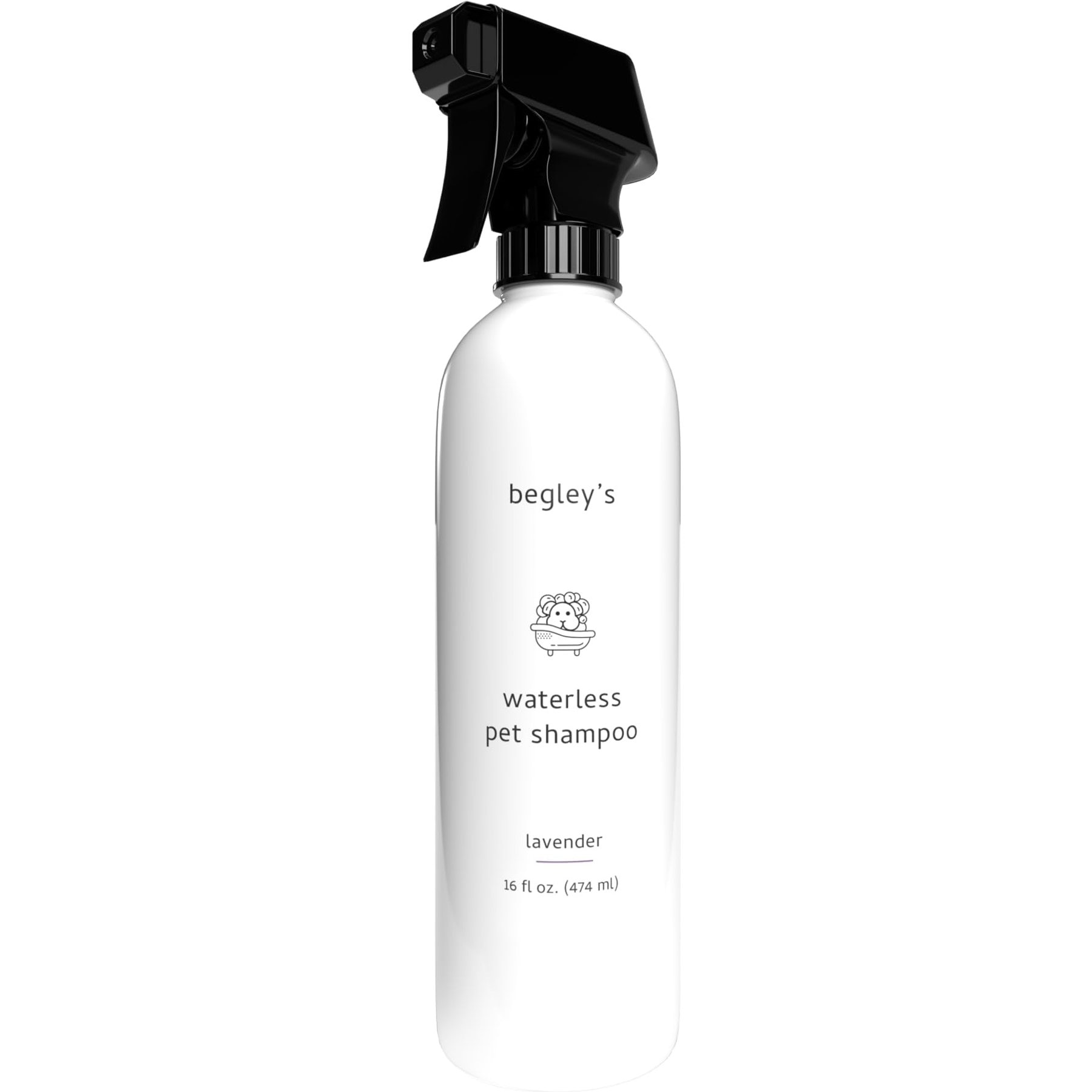 Begley's Natural No-Rinse Waterless, Bathless Cleaning, Deodorizing & Odor Removal Fresh Lavender Scent Dog & Cat Shampoo, 16-fl oz, 1 count
