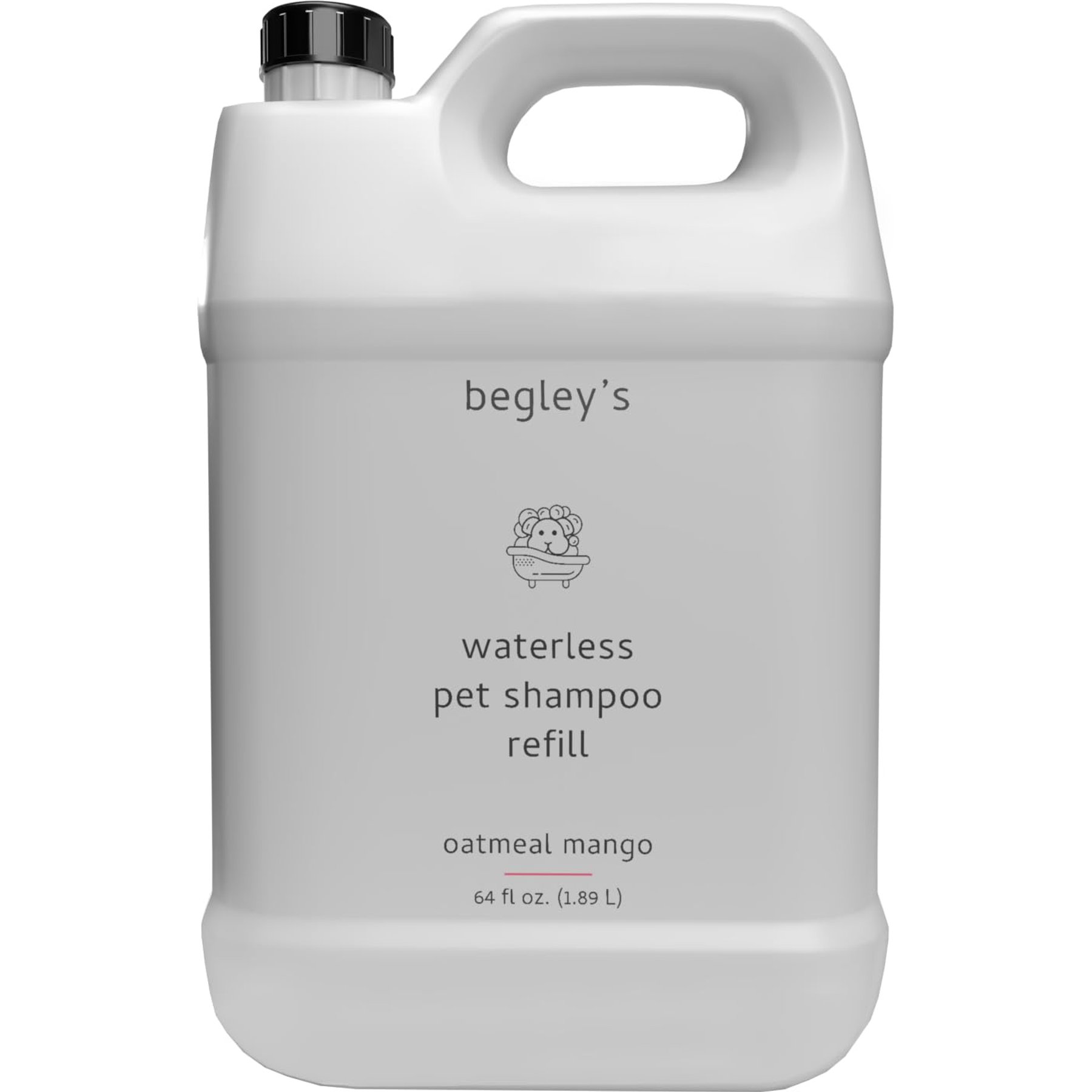 Begley's Natural No-Rinse Waterless, Bathless Cleaning, Deodorizing & Odor Removal Fresh Oatmeal Mango Scent Dog & Cat Shampoo, 64-fl oz, 1 count