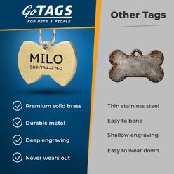 GoTags Brass Engraved Personalized Dog & Cat ID Tag, Bowtie, Regular slide 2 of 6