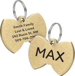GoTags Brass Engraved Personalized Dog & Cat ID Tag, Bowtie, Regular