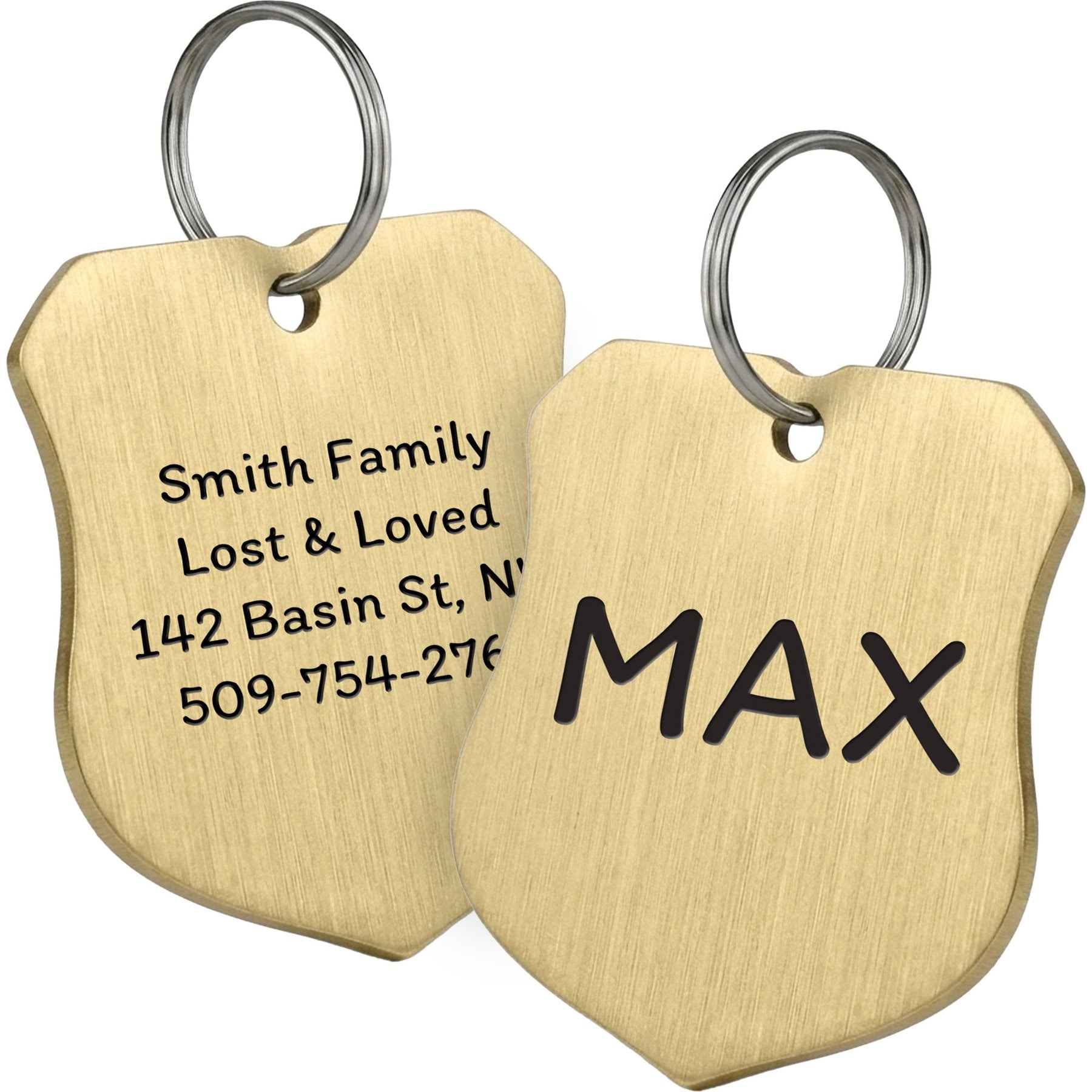 GoTags Brass Engraved Personalized Dog & Cat ID Tag, Badge, Small