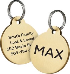 GoTags Brass Engraved Personalized Dog & Cat ID Tag, Round, Small