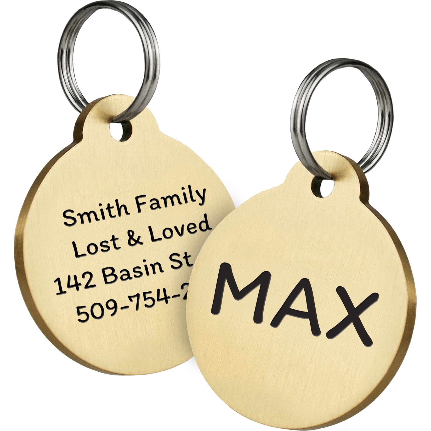 GoTags Brass Engraved Personalized Dog & Cat ID Tag, Round, Small