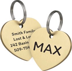 GoTags Brass Engraved Personalized Dog & Cat ID Tag, Heart, Regular