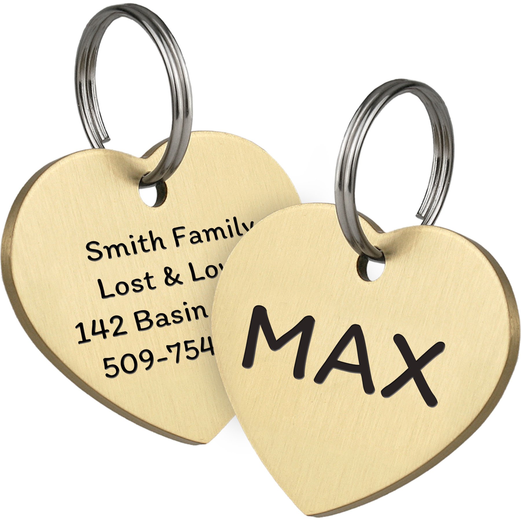 GoTags Brass Engraved Personalized Dog & Cat ID Tag, Heart, Regular