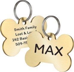 GoTags Brass Engraved Personalized Dog & Cat ID Tag, Bone, Regular