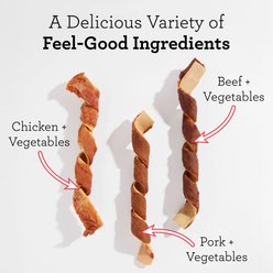 DreamBone Spirals Variety Pack Real Chicken, Beef & Pork Rawhide Free Dog Chews, 45 count slide 2 of 9