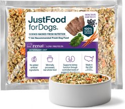 JustFoodForDogs Veterinary Diet Renal Support Low Protein Frozen Human-Grade Fresh Dog Food, 18-oz pouch, case of 7