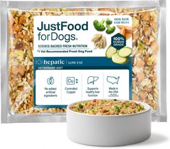 JustFoodForDogs Veterinary Diet Hepatic Support Low Fat Frozen Human-Grade Fresh Dog Food, 18-oz pouch, case of 7