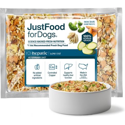 JustFoodForDogs JustFoodForDogs Veterinary Diet Hepatic Support Low Fat Frozen Human-Grade Fresh Dog Food, 72-oz pouch