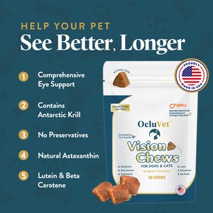 OcluVet Chicken Flavored Chew Vision Supplement for Dogs & Cats, 60 count