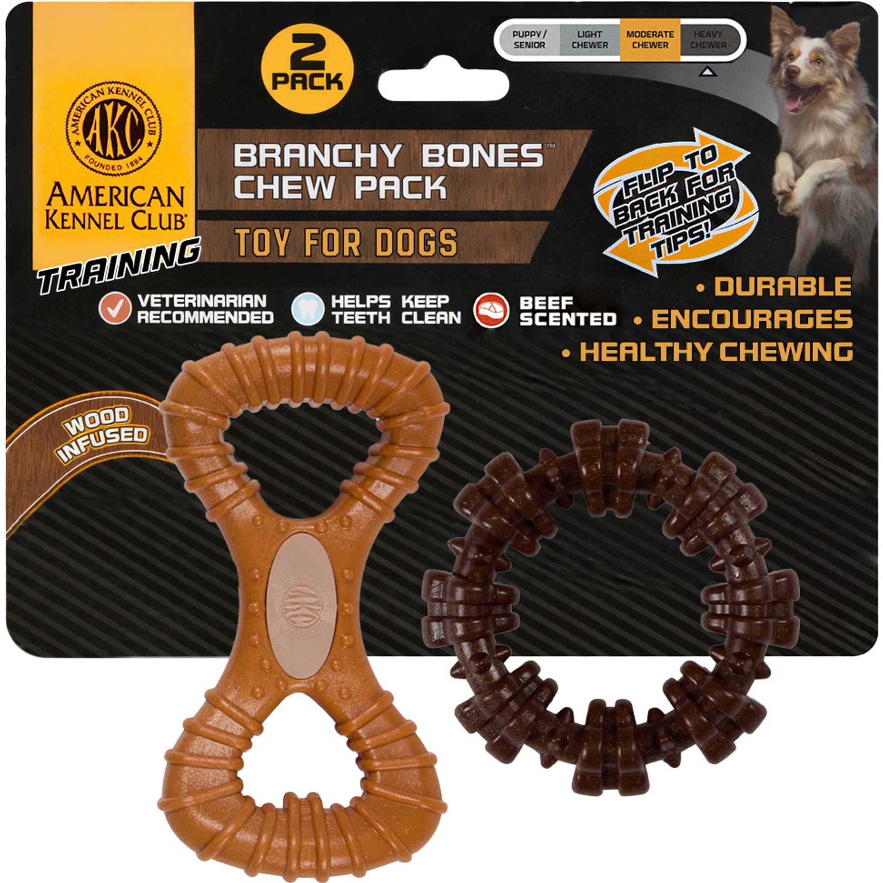 American Kennel Club Double Tug & Ring Set Dog Chew Toy, 2 count
