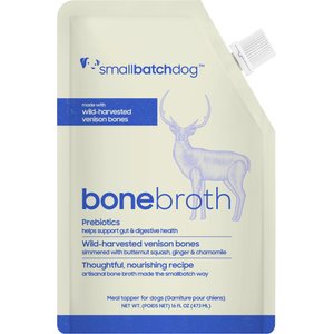Smallbatch Pets Shelf Stable Adult Venison Bone Broth Grain-Free Liquid Wet Dog Food Topper, 16-fl oz bottle
