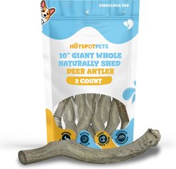 HOTSPOT PETS Giant Whole Naturally Shed 10-in Deer Antler Dog Treats, 2 count