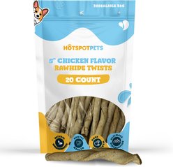 HOTSPOT PETS 5-in Chicken Flavor Rawhide Twists Dog Chew Treats, 20 count