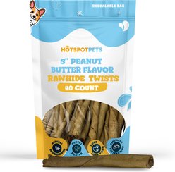 HOTSPOT PETS 5-in Peanut Butter Flavor Rawhide Twists Dog Chew Treats, 40 count