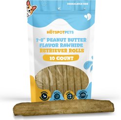 HOTSPOT PETS 7 to 8-in Peanut Butter Flavor Rawhide Retriever Rolls Dog Chew Treats, 10 count