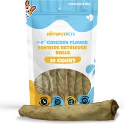 HOTSPOT PETS 7 to 8-in Chicken Flavor Rawhide Retriever Rolls Dog Chew Treats, 10 count