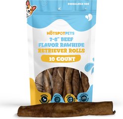 HOTSPOT PETS 7 to 8-in Beef Flavor Rawhide Retriever Rolls Dog Chew Treats, 10 count