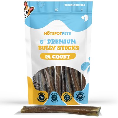 HOTSPOT PETS HOTSPOT PETS 6-in Premium Individually Wrapped Bully Sticks Dog Treats, 24 count