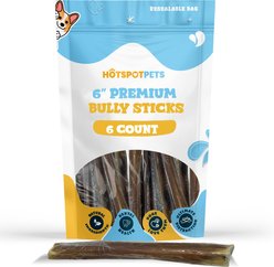 HOTSPOT PETS 6-in Premium Individually Wrapped Bully Sticks Dog Treats, 6 count