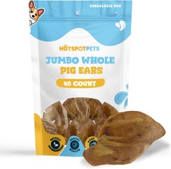 HOTSPOT PETS Jumbo Whole Natural Brazilian Pig Ears High-Protein Dog Natural Chew Treats, 40 count