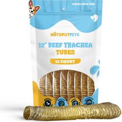 HOTSPOT PETS 12-in Whole Beef Trachea Tubes Dog Chew Treats, 12 count