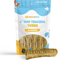 HOTSPOT PETS 6-in Whole Beef Trachea Tubes Dog Chew Treats, 24 count